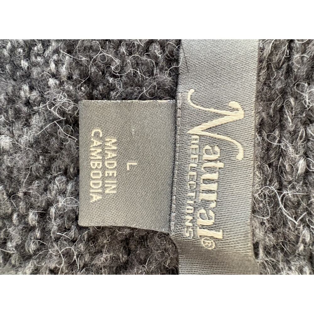 Natural Reflections Grey Brown Neutral Striped Open Cardigan Sweater, Women's L - Picture 2 of 3